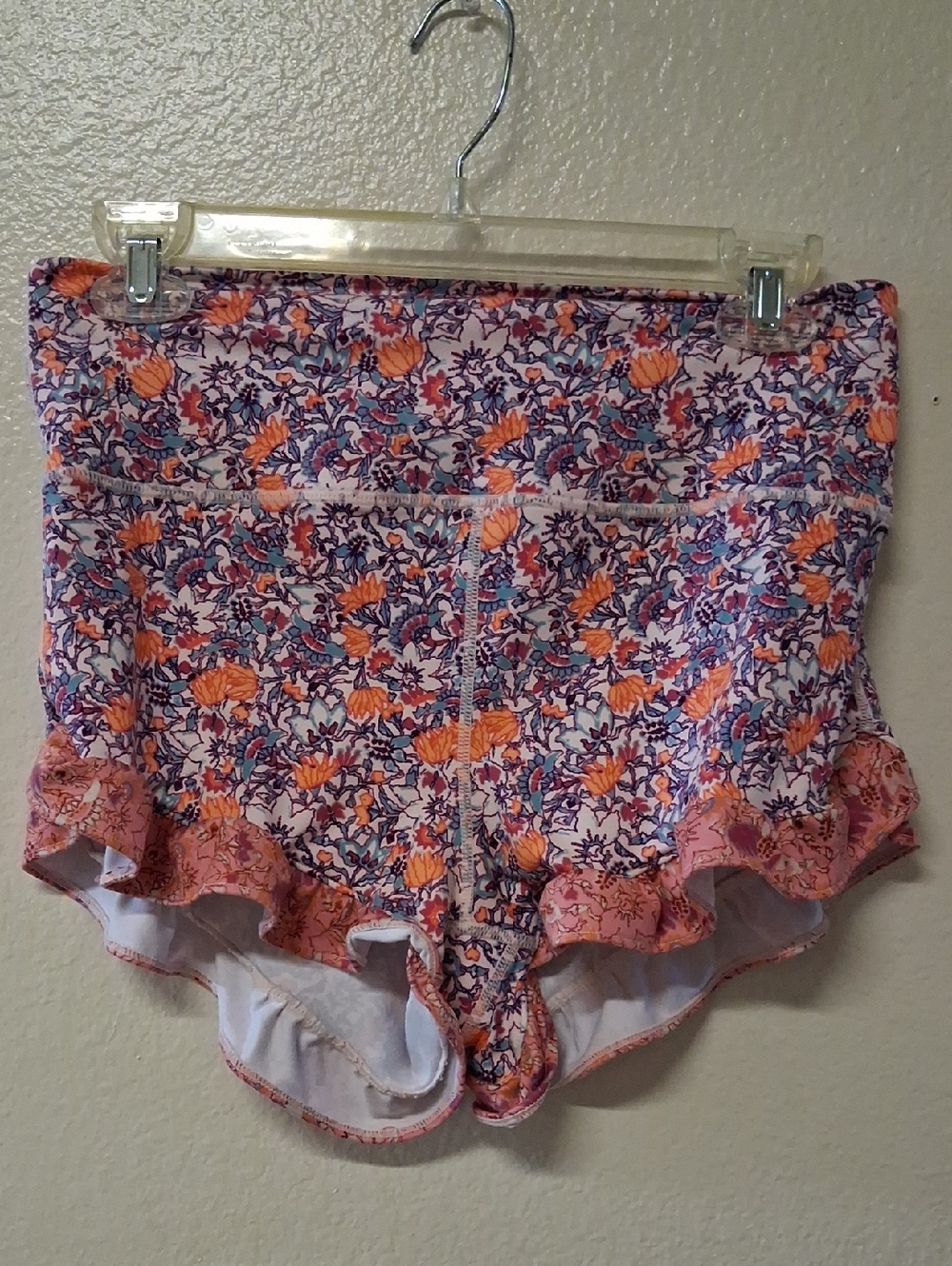 FP Movement by Free People Floral Ruffle High-Waist Sleep Shorts - Pink & Orange
